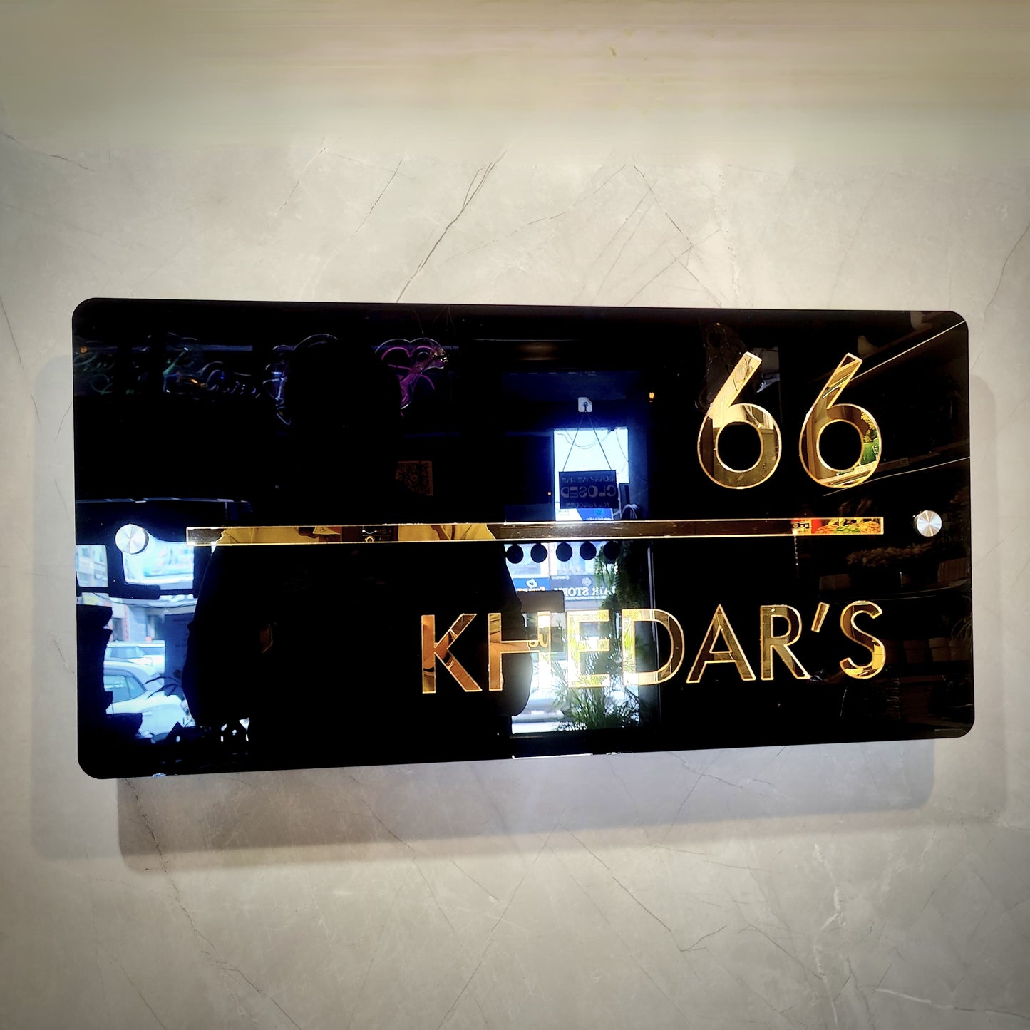 The Futura Black Gloss Nameplate