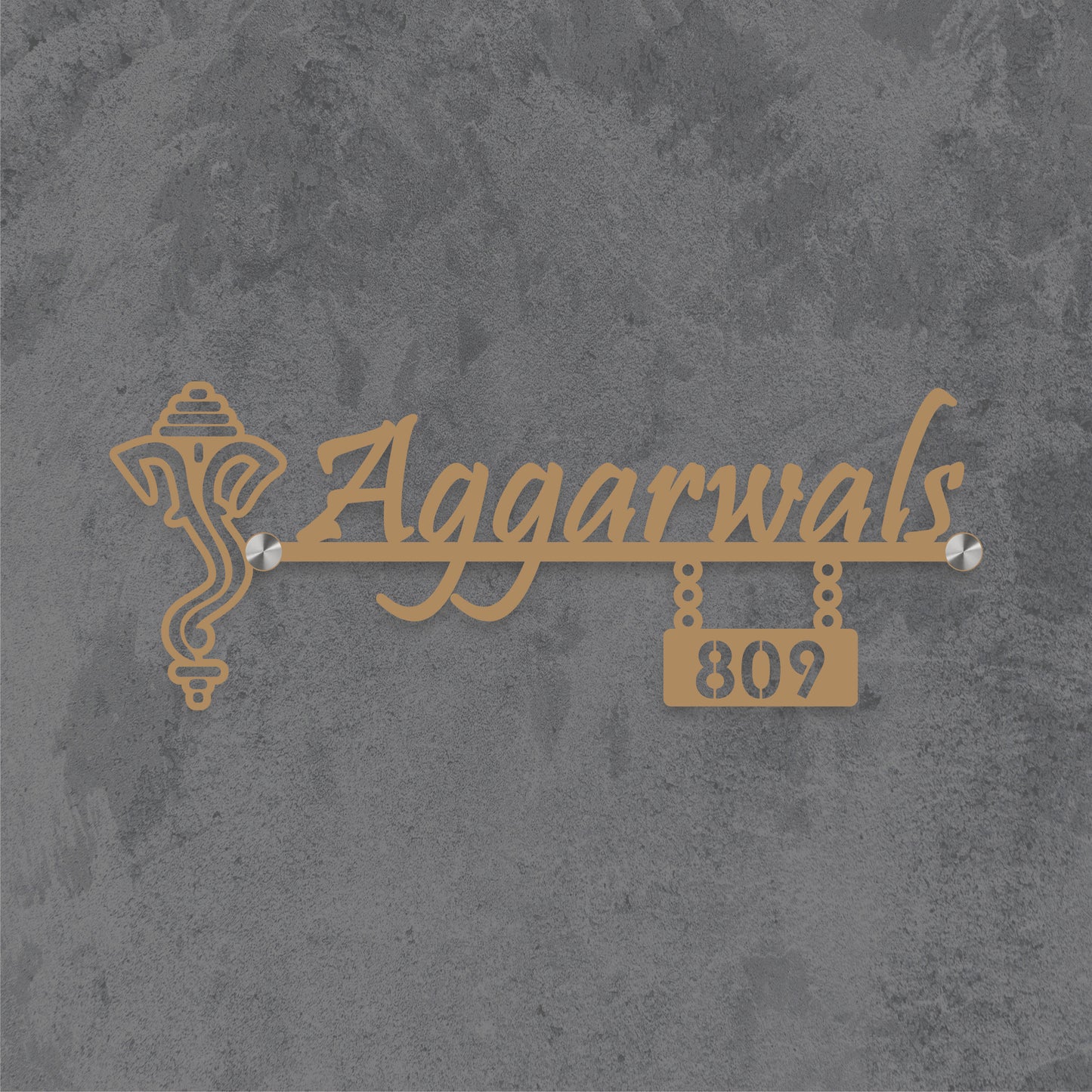 Divine Ganesha Metal Nameplate