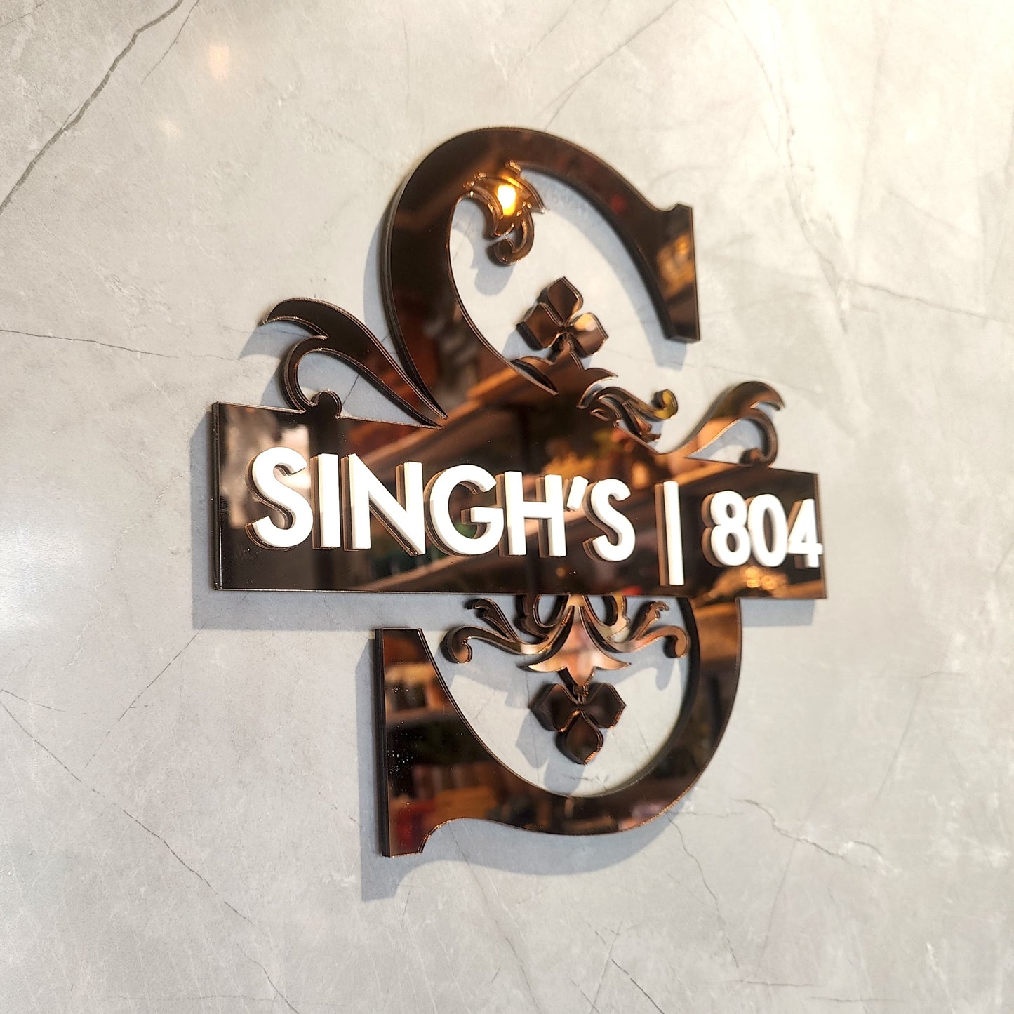 Mirror Copper Monogram Nameplate