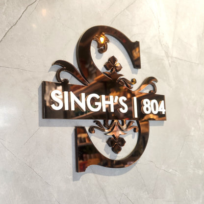 Mirror Copper Monogram Nameplate