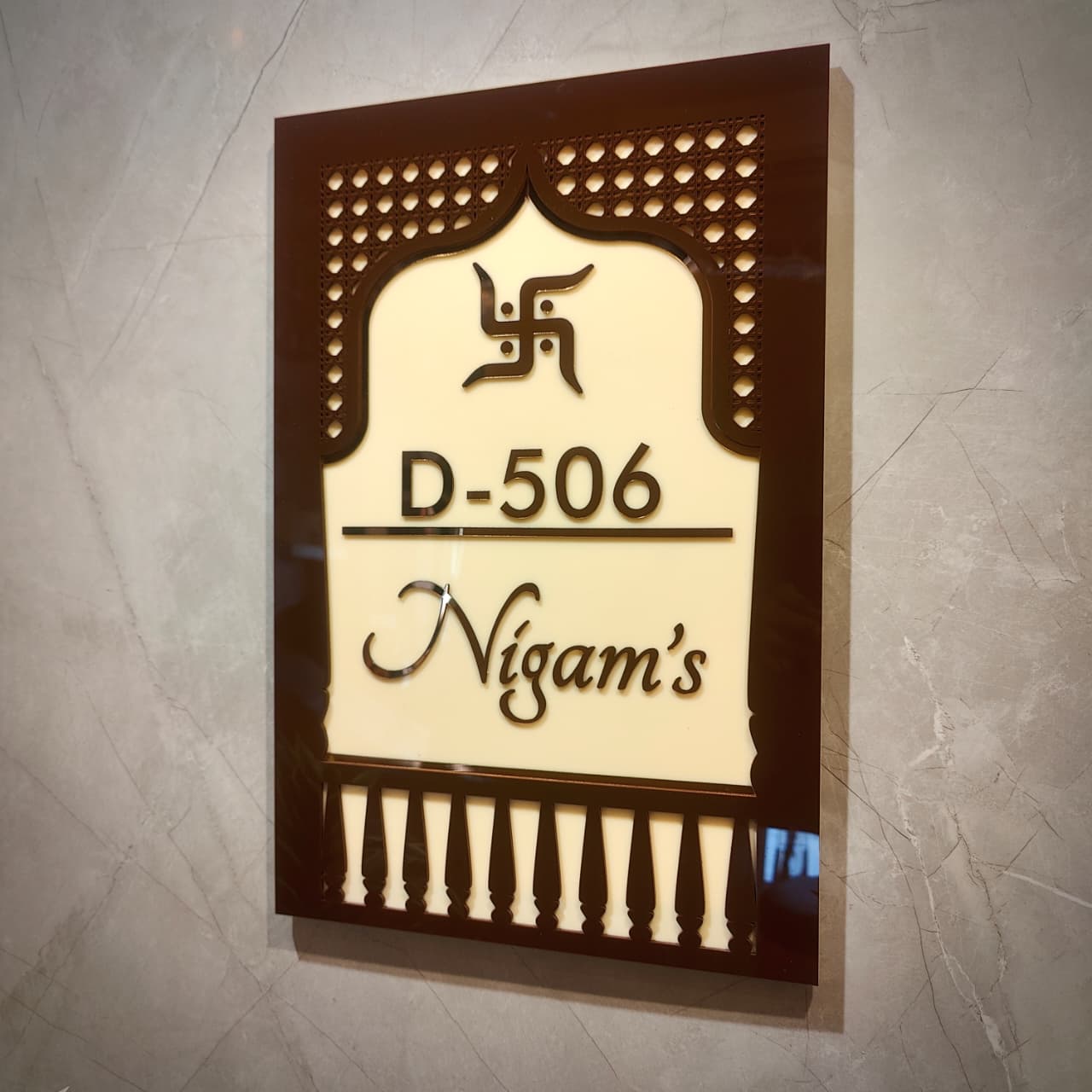 Classic Arch Nameplate with Swastik