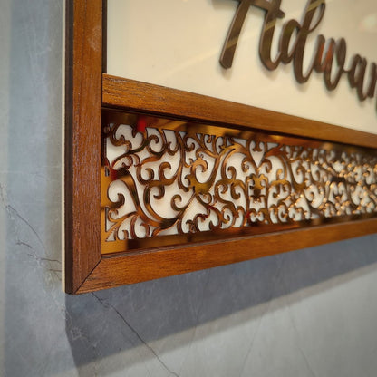 Ornate Wooden Arch Nameplate