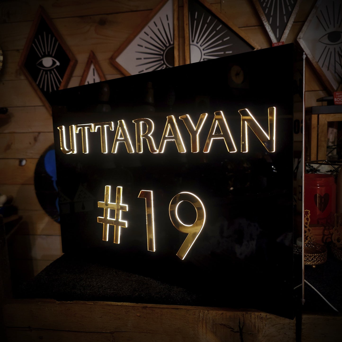 The G'Old Black LED Lighted House Nameplate