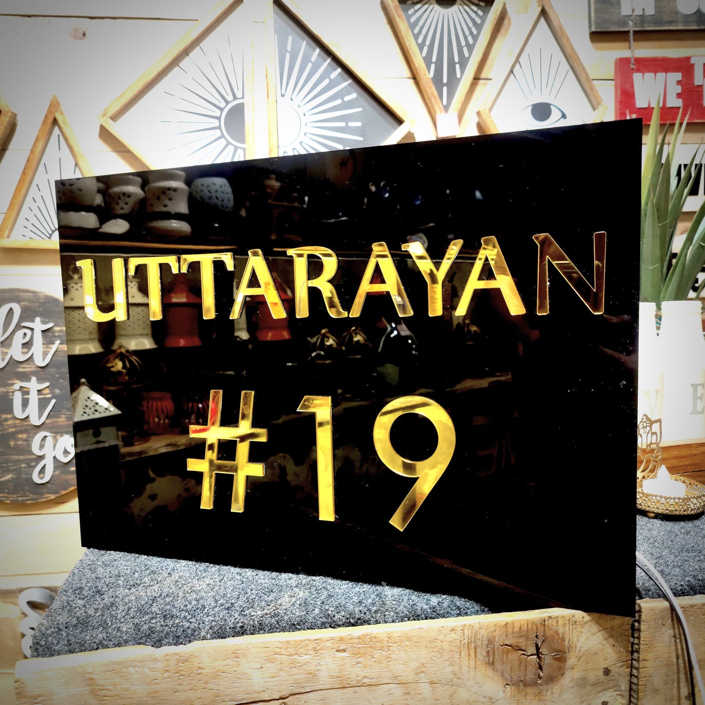 The G'Old Black LED Lighted House Nameplate