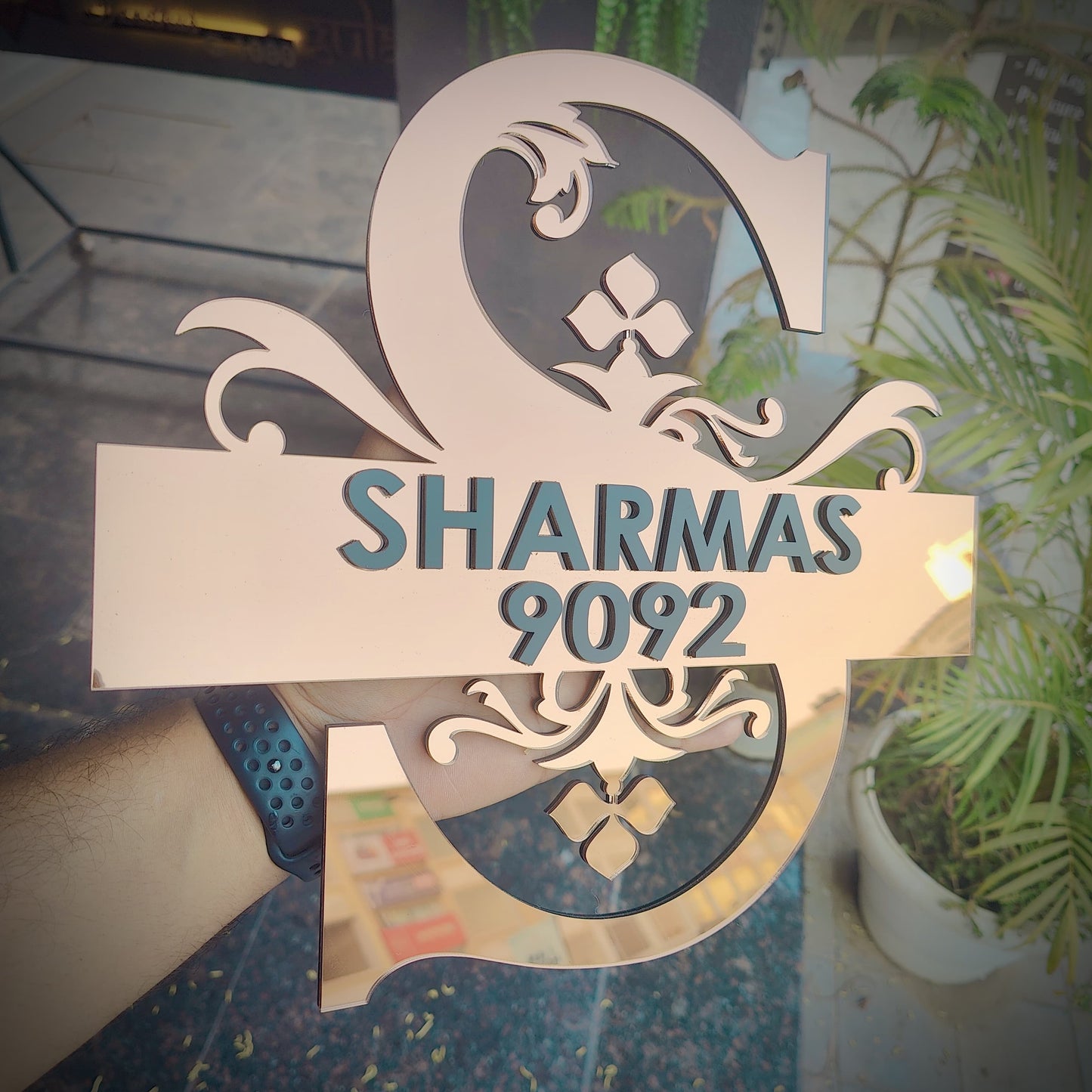 Mirror Copper Monogram Nameplate