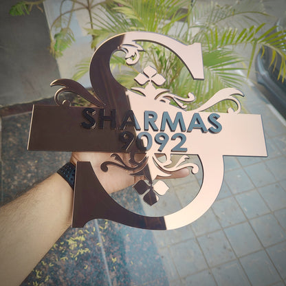 Mirror Copper Monogram Nameplate