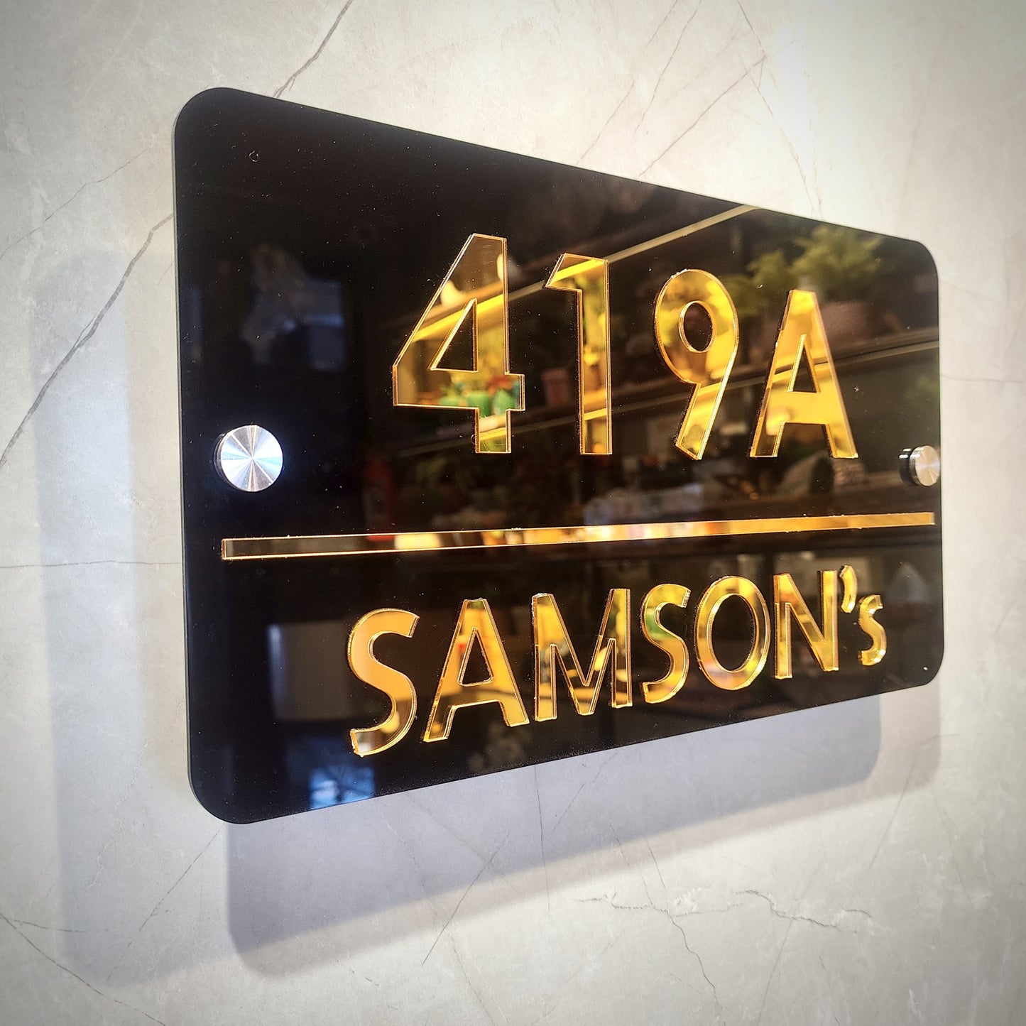 Black & Gold Minimal House Nameplate