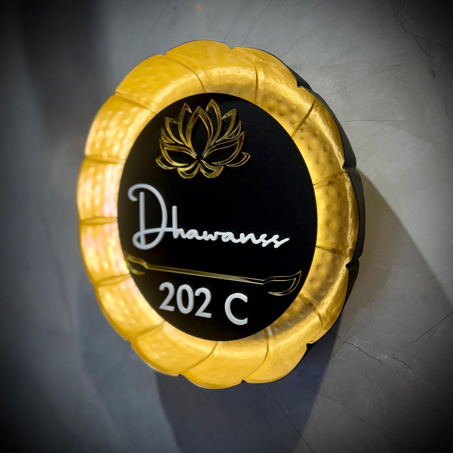 Aurelia Lotus Floral Luxury Nameplate – Limited Edition