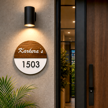 The Bisected Round Wooden Nameplate